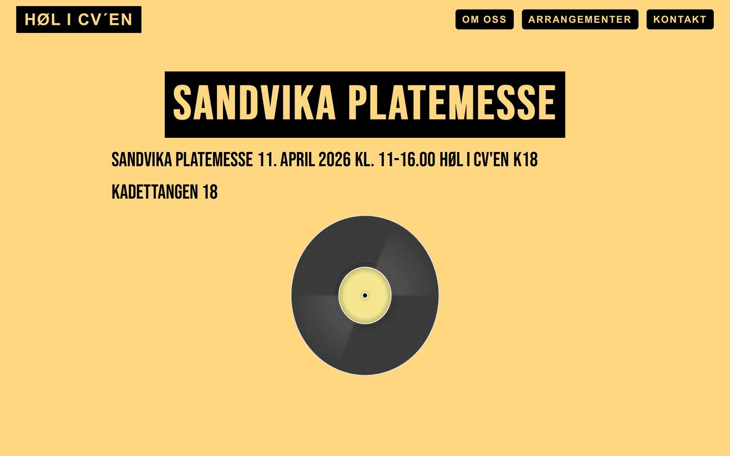 Sandvika Platemesse, front page